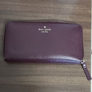 Kate Spade Aubergine Leather Zip Wallet